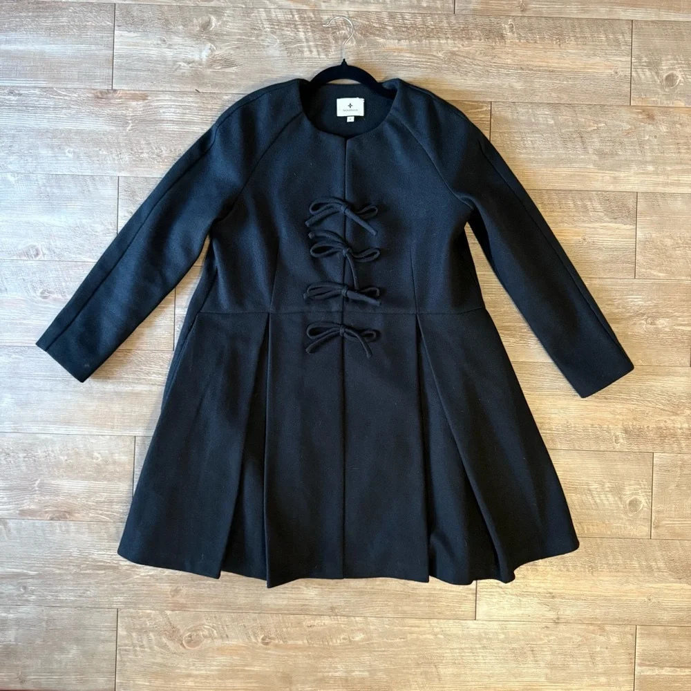 Tuckernuck Black Crepe Blair Bow Coat Dress | Small - Picture 3 of 4